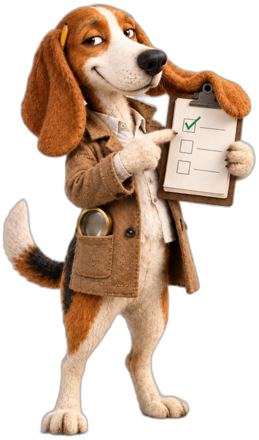 Beagle, the Beagle Legal mascot — a dog holding a checklist